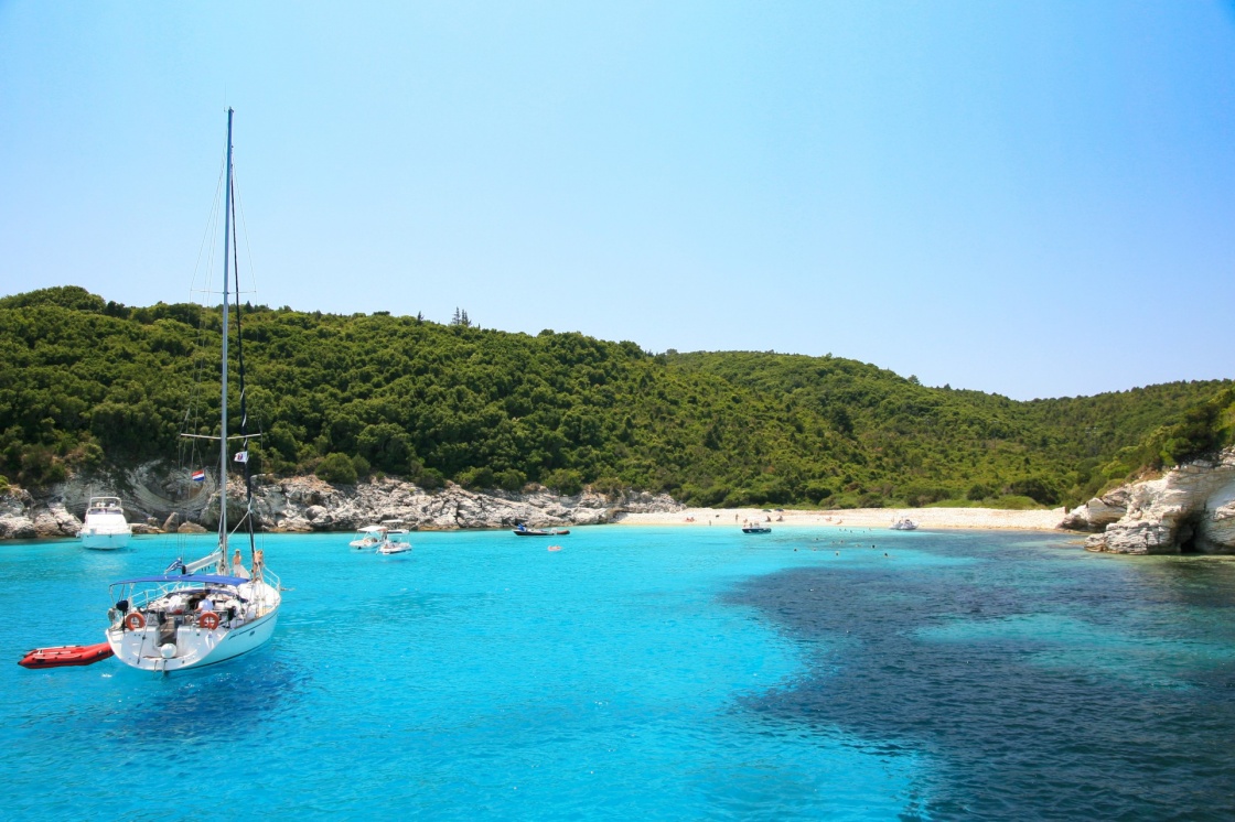 'Yacht in the bay. Corfu. Greece.' - Korfu